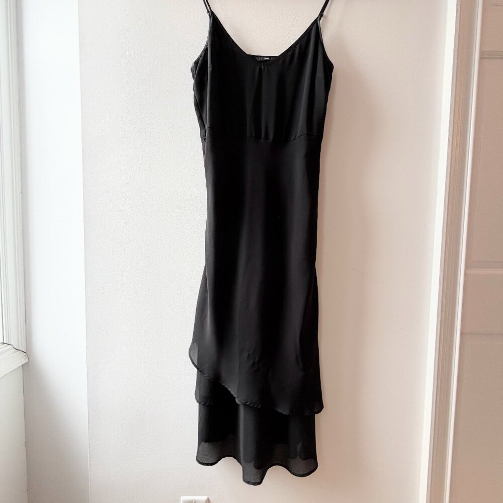 Free shipping! H&M Black Midi Dress 90s Asymmetrical Hem - Size 8 US